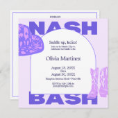 パープル女性のカーボーイナッシュビルバチェロレッテインヴィータ 招待状 (正面/裏面)