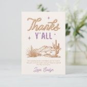 パープル女性のカーボーイバースデーパーティーサンキューカード サンキューカード (スタンド正面)