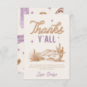 パープル女性のカーボーイバースデーパーティーサンキューカード サンキューカード (正面/裏面)