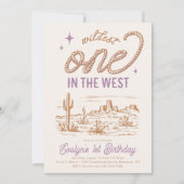 パープル女性のカーボーイファースト誕生日招待状 招待状 (正面)