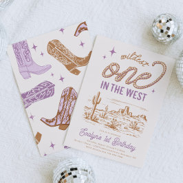 パープル女性のカーボーイファースト誕生日招待状 招待状