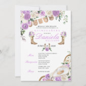 パープル女性のカーボーイブーツ&ロープマリアチキンセアニラ 招待状 (正面)