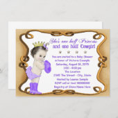 パープル女性のカーボーイプリンセスベビーシャワー 招待状 (正面/裏面)