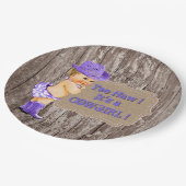 パープル女性のカーボーイベビーシャワー ペーパープレート (アングル)