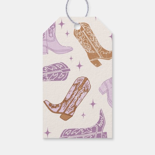 パープル女性のカーボーイ誕生日メッセージカード ギフトタグ (裏面)