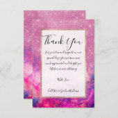 パープル威厳のあるピンクグリッター星雲 サンキューカード (正面/裏面)