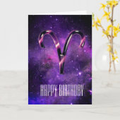 パープル宇宙アリ誕生日カード カード (黄色い花)