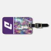 パープル宇宙インスパイアキッドのカラーブロック ラゲッジタグ (正面横)