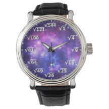 パープル宇宙スクエアルートクロック – 数学クロック