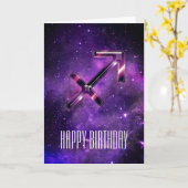 パープル宇宙射手座誕生日カード カード (黄色い花)