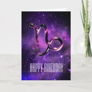 パープル宇宙山羊座誕生日カード カード