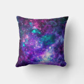 パープル宇宙銀河系コズミックスペーシーティール（緑がかった色）ピンクスカイ クッション (裏面)