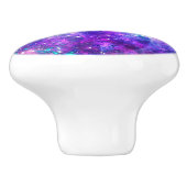 パープル宇宙銀河系コズミックスペーシーティール（緑がかった色）ピンクスカイ セラミックノブ (側面)