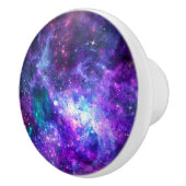 パープル宇宙銀河系コズミックスペーシーティール（緑がかった色）ピンクスカイ セラミックノブ (右)