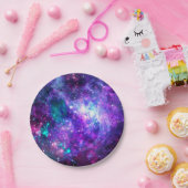パープル宇宙銀河系コズミックスペーシーティール（緑がかった色）ピンクスカイ ペーパープレート (パーティー)