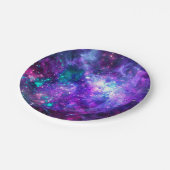 パープル宇宙銀河系コズミックスペーシーティール（緑がかった色）ピンクスカイ ペーパープレート (アングル)