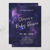 パープル宇宙銀河系ベビーシャワー 招待状 (正面/裏面)