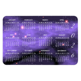 パープル宇宙銀河系 | カスタム 2021カレンダー マグネット