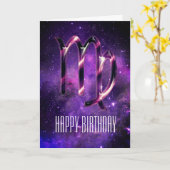 パープル宇宙《星座》乙女座誕生日カード カード (黄色い花)