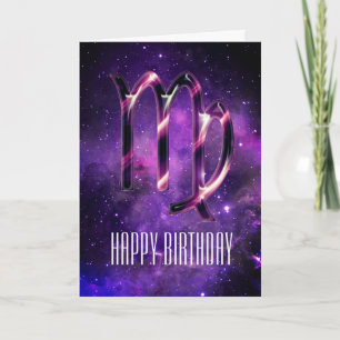 パープル宇宙《星座》乙女座誕生日カード カード