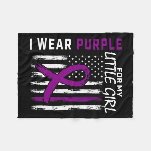 パープル小さな女の子ドーターてんかん認識度アメ フリースブランケット (正面(横))