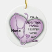 パープル小児ナースカスタムナースオーナメント セラミックオーナメント (正面)