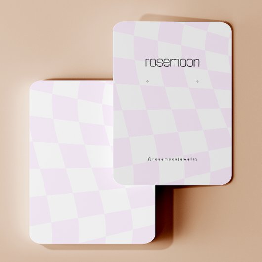 パープル市松模様にアイヤリングディスプレイカード