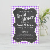 パープル市松模様にジンガム;ヴィンテージシャルボード 招待状 (スタンド正面)