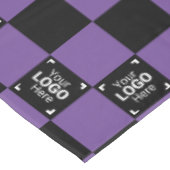 パープル市松模様にビジネスロゴ作業イベント/パーティー テーブルクロス (アングル)