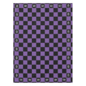 パープル市松模様にビジネスロゴ作業イベント/パーティー テーブルクロス (正面)