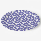 パープル市松模様にローラのスケート ペーパープレート (アングル)