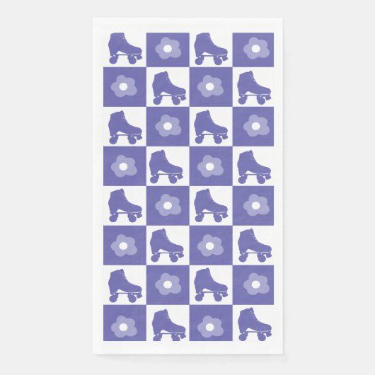 パープル市松模様にローラダービースケート (正面)