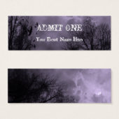 パープル幽霊のよく出るスカイハロウィーンチケットテンプレート (正面&裏面)