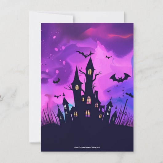 パープル幽霊のよく出るハウスインクハローウィンパーティ 招待状 (裏面)