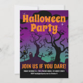 パープル幽霊のよく出る墓地ハローウィンパーティ 招待状 (正面)
