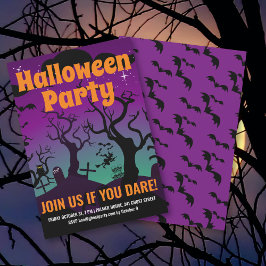 パープル幽霊のよく出る墓地ハローウィンパーティ 招待状