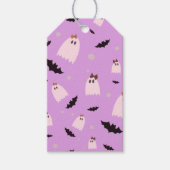 パープル幽霊ハロウィーントリックまたはトリートギフトラベル ギフトタグ (正面)