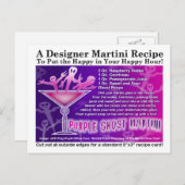 パープル幽霊ハロウィーンマルティーニレシピハガキ ポストカード (正面/裏面)