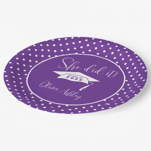 パープル彼女はそれを卒業した ペーパープレート (アングル)