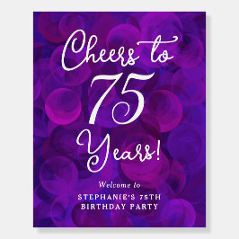 パープル応援75年誕生日ウェルカムサイン