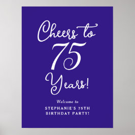パープル応援75年誕生日ウェルカムサイン ポスター