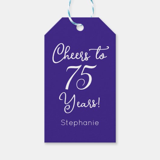 パープル応援75年75誕生日 ギフトタグ (正面)