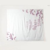 パープル恋しく思金ゴールド蝶ブライダル背景へ タペストリー (正面(横))