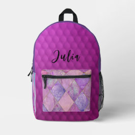 "パープル恋人"プリントリュックサック プリントバックパック