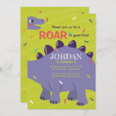 パープル恐竜の招待状 招待状 (正面/裏面)