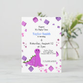 パープル恐竜パーティの招待状 招待状 (スタンド正面)