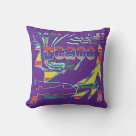 パープル感動的サウスウエストにピースレッドイエロー クッション