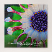 パープル感動的ピンクデイジー神スマイルフローラ ジグソーパズル (縦)