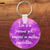 パープル感動的銀河系スグラデーションスターズ星雲 キーホルダー (正面)