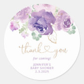 パープル感謝していフローラクラシックラウンドステッカー ラウンドシール (正面)